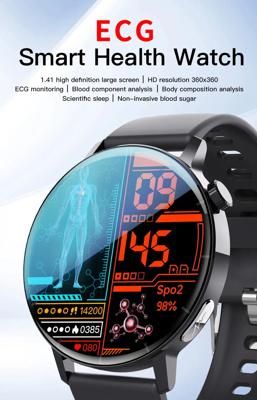 F67Pro NEW Health monitoring,non-invasive blood sugar,body temperature,heart rate,blood oxygen,automatic measurement,ECG,blood lipid analysis Smart Watch
