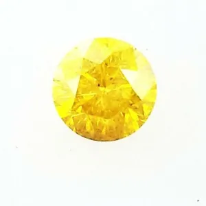 Fancy Vivid Yellow Color 0.41 Carats I1 Natural Round Brilliant Loose Diamond