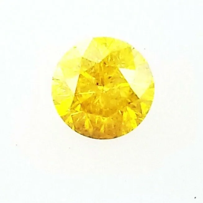Fancy Vivid Yellow Color 0.41 Carats I1 Natural Round Brilliant Loose Diamond