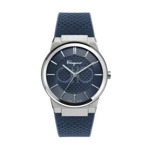 Ferragamo Contemporary Sapphire Blue Rubber Strap Blue Dial Quartz Watch For Gents - Sfhp00120