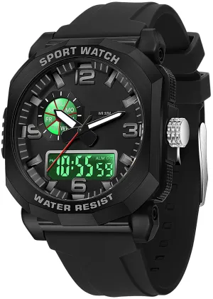 Findtime Cool Watches for Men Construction Heavy Duty Punk Designer Unique Sports Wrist Watch with 5ATM Waterproof Dual Time Display