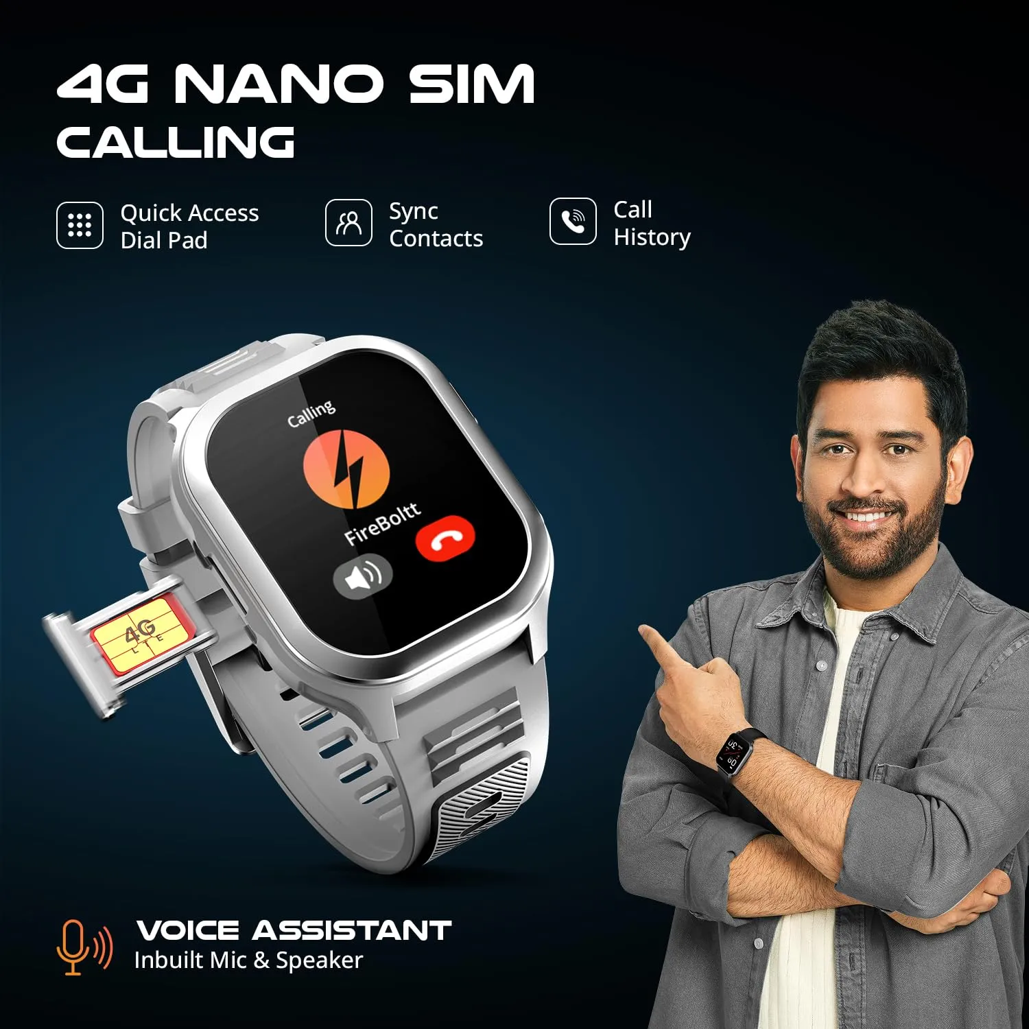Fire-Boltt 4G Pro Volte Calling Smart Watch- 2.02” TFT Display, 4G Nano-SIM GPS, Health Suite, Sports Modes, 400mAh Battery (Gray)