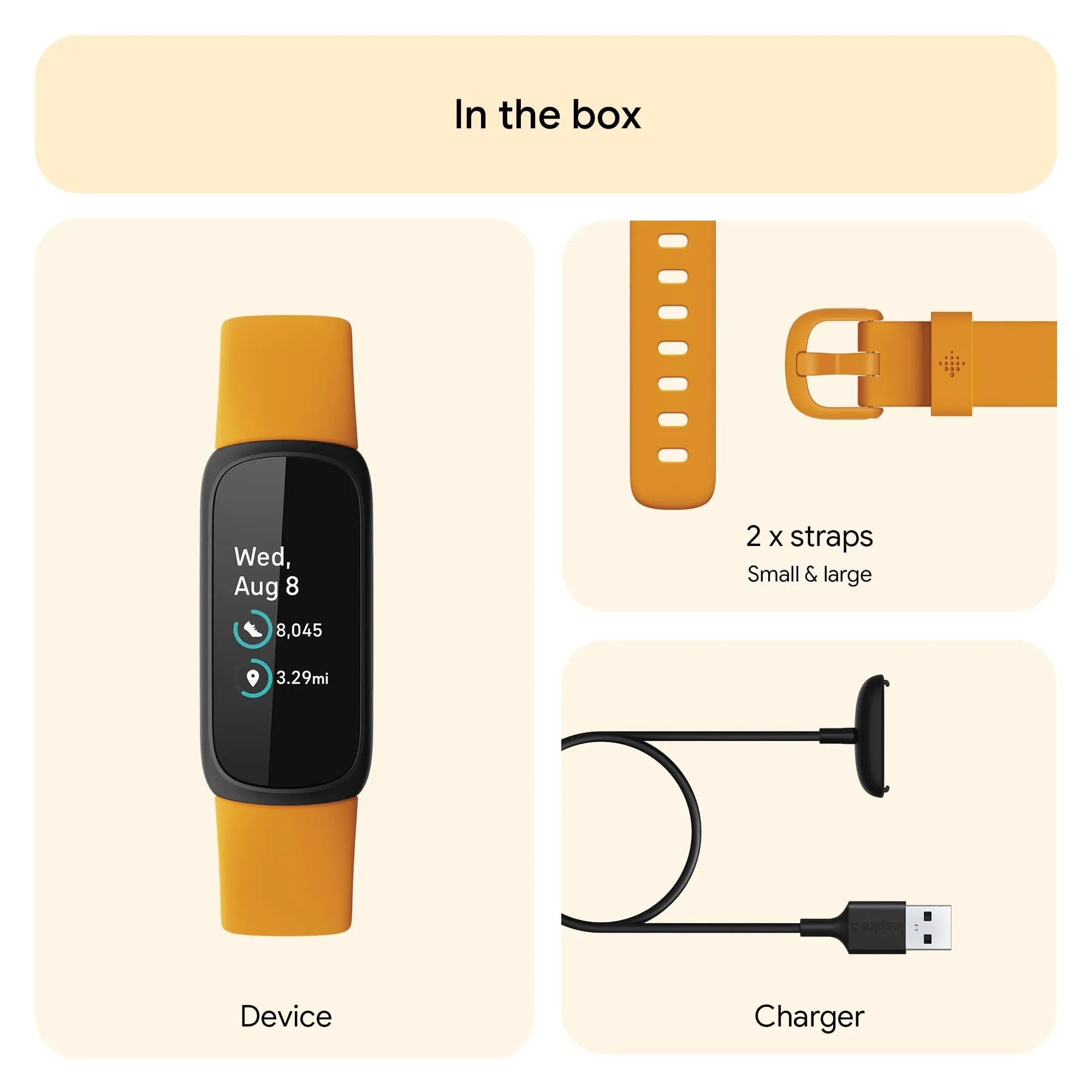 Fitbit Inspire 3 Health & Fitness Tracker, Morning Glow / Black