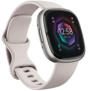 Fitbit Sense 2 Advanced Health & Fitness Smartwatch, Sleep Tools - Lunar White/Platinum