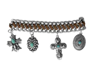 Floral Hoop Earrings with Turquoise square posts