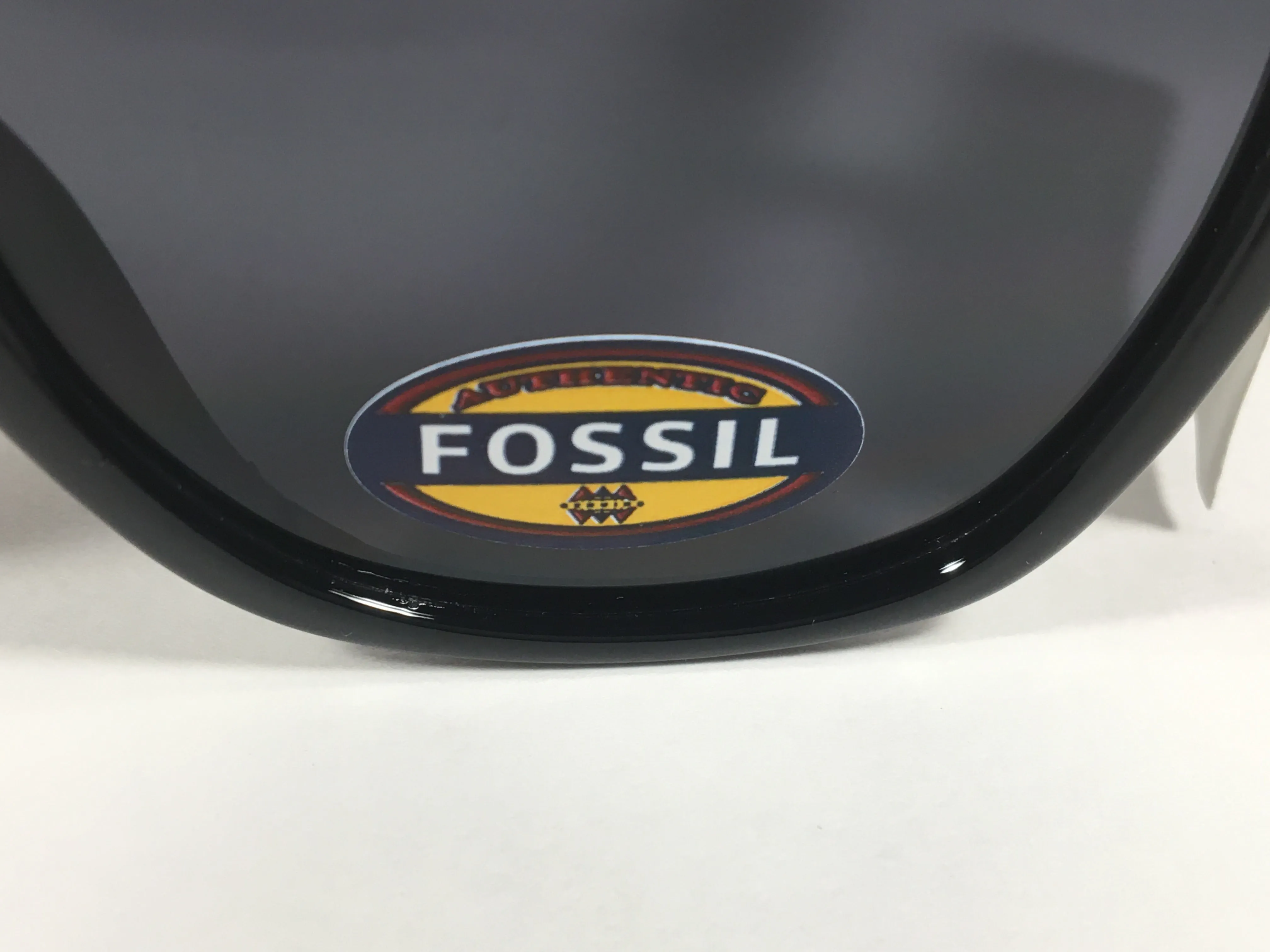 Fossil Large Square Sunglasses Black Gloss Frame Solid Gray Lens FW167