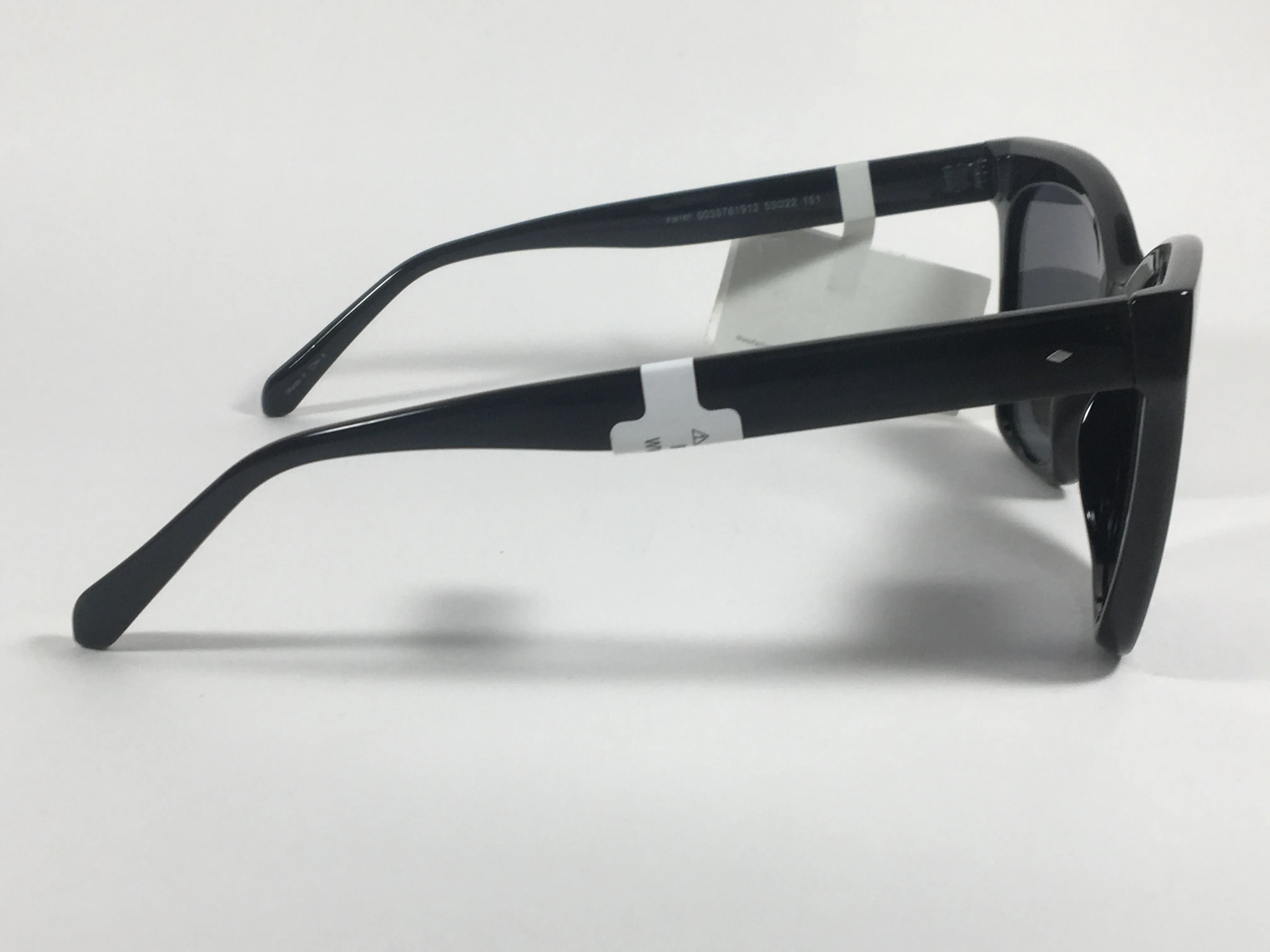 Fossil Large Square Sunglasses Black Gloss Frame Solid Gray Lens FW167