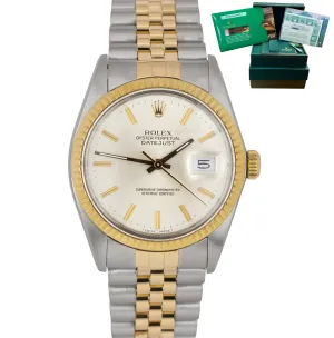 FULL SET Rolex DateJust 36mm 16013 Two-Tone Yellow Gold Champagne Jubilee Watch