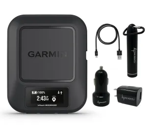 Garmin inReach Messenger Handheld Satellite Communicator, Global Two-Way Messaging with Wearable4U Power Pack Bundle