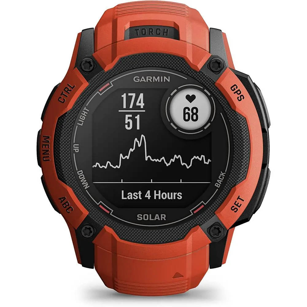 Garmin Instinct 2X Solar Rugged GPS Smartwatch Flame Red   2x Tactical Bracelet