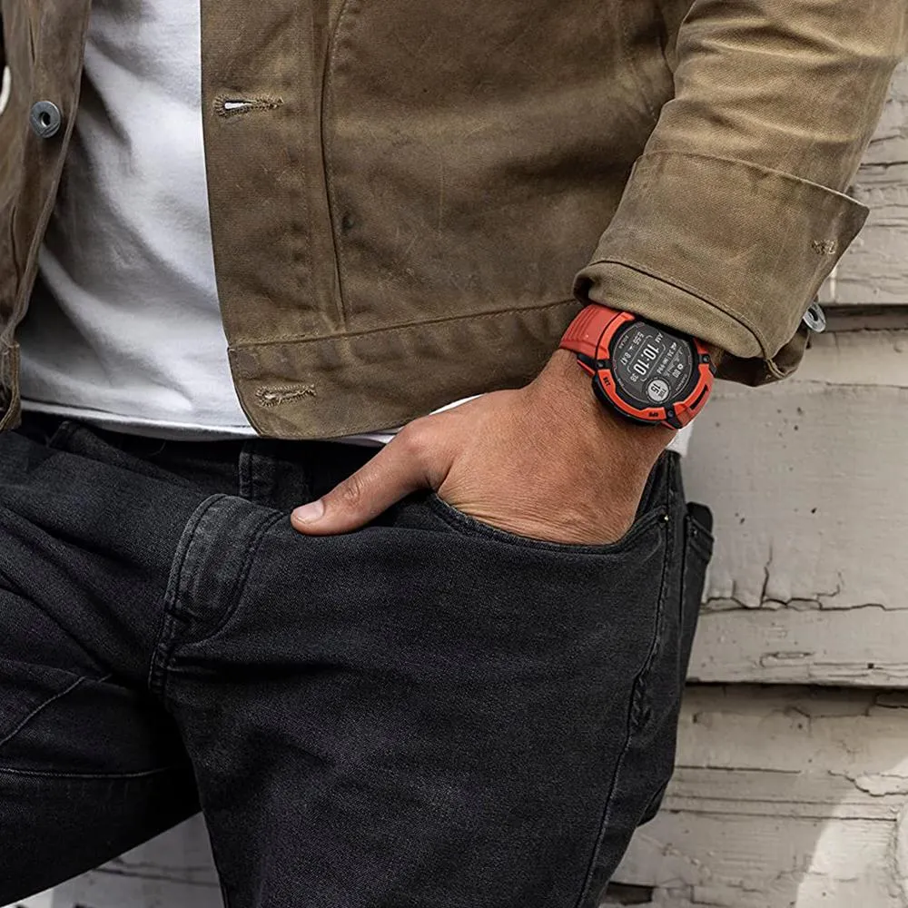 Garmin Instinct 2X Solar Rugged GPS Smartwatch Flame Red   2x Tactical Bracelet