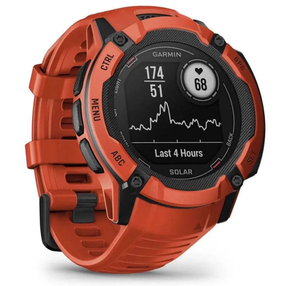 Garmin Instinct 2X Solar Rugged GPS Smartwatch Flame Red   2x Tactical Bracelet