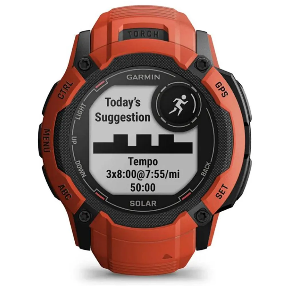 Garmin Instinct 2X Solar Rugged GPS Smartwatch Flame Red   2x Tactical Bracelet