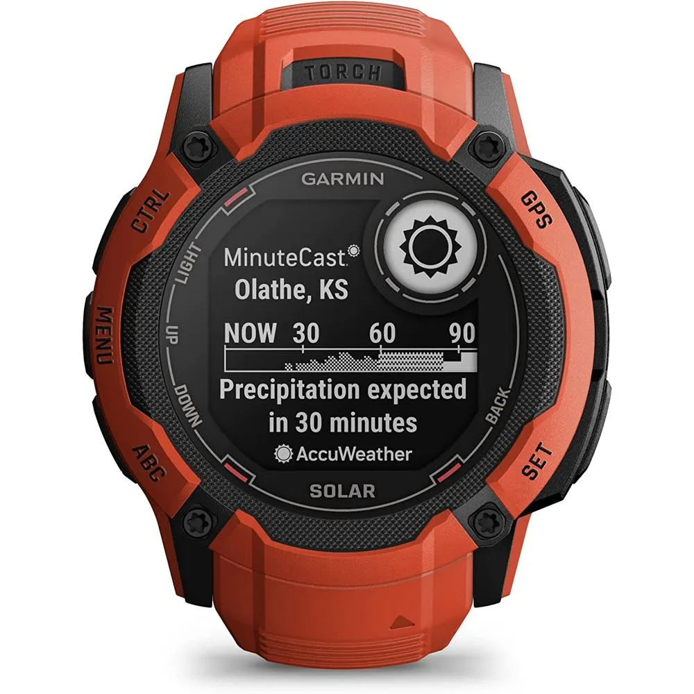 Garmin Instinct 2X Solar Rugged GPS Smartwatch Flame Red   2x Tactical Bracelet