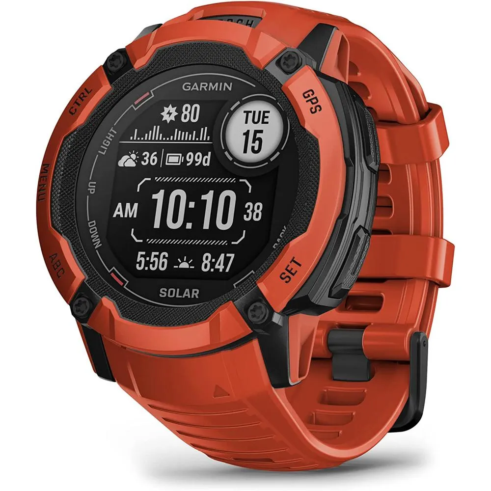 Garmin Instinct 2X Solar Rugged GPS Smartwatch Flame Red   2x Tactical Bracelet
