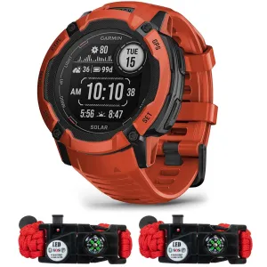 Garmin Instinct 2X Solar Rugged GPS Smartwatch Flame Red   2x Tactical Bracelet
