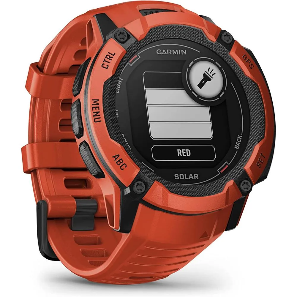 Garmin Instinct 2X Solar Rugged GPS Smartwatch Flame Red   2x Tactical Bracelet