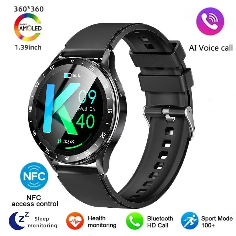Gejian New Men's Smart Watch AMOLED Screen Heart Rate Bluetooth Call NFC Sports Tracker Waterproof Smart Watch Women