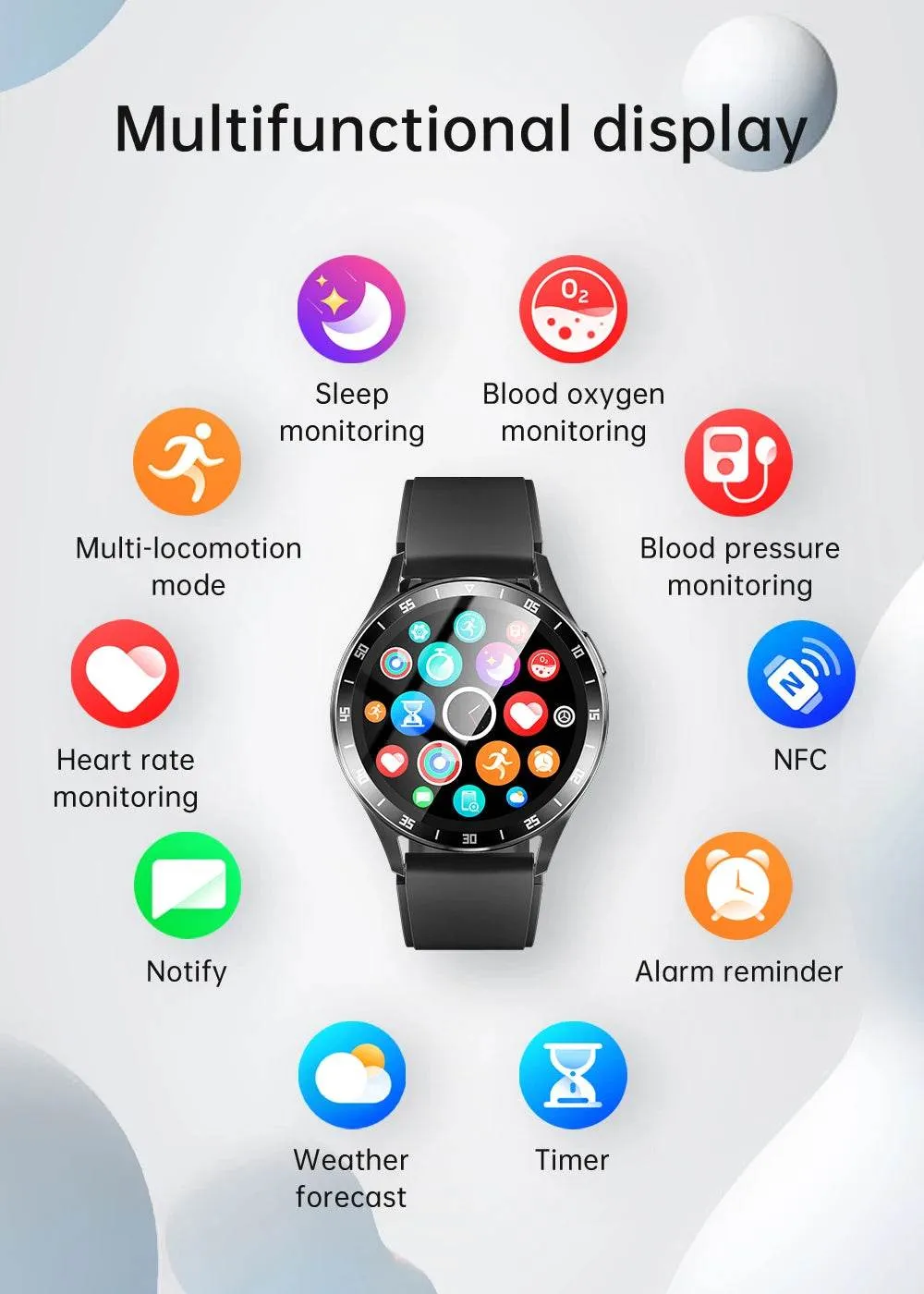 Gejian New Men's Smart Watch AMOLED Screen Heart Rate Bluetooth Call NFC Sports Tracker Waterproof Smart Watch Women