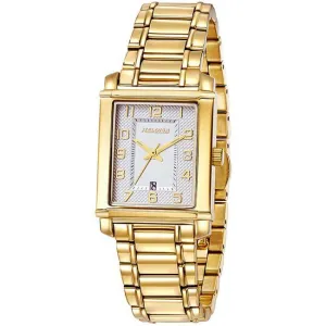 Golden Watch with Silver Dial Rectangular Case For Women - Heloisa 76120283