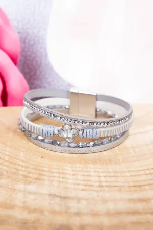 Gray Clover Goldtone Multi-Strand Magnetic Bracelet