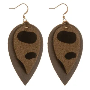 Gray leather cheetah print Earrings