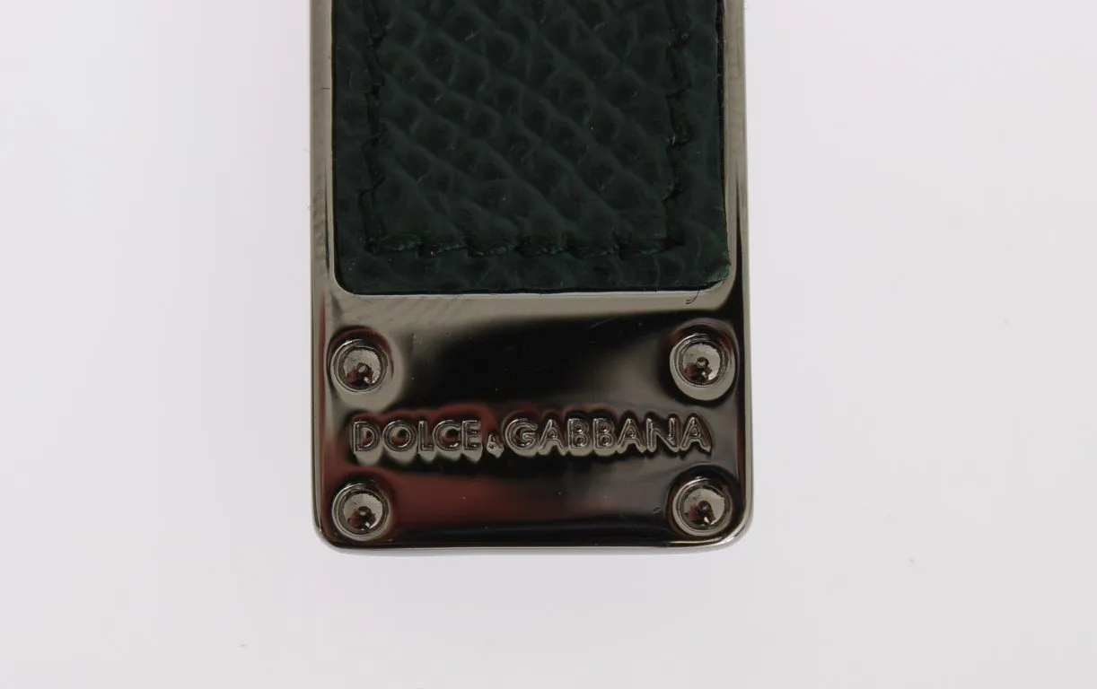 Green Leather Silver Brass Money Clip