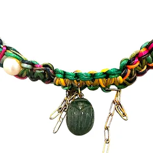 GREEN MALACHITE SCARAB ROCKSTAR CHOKER