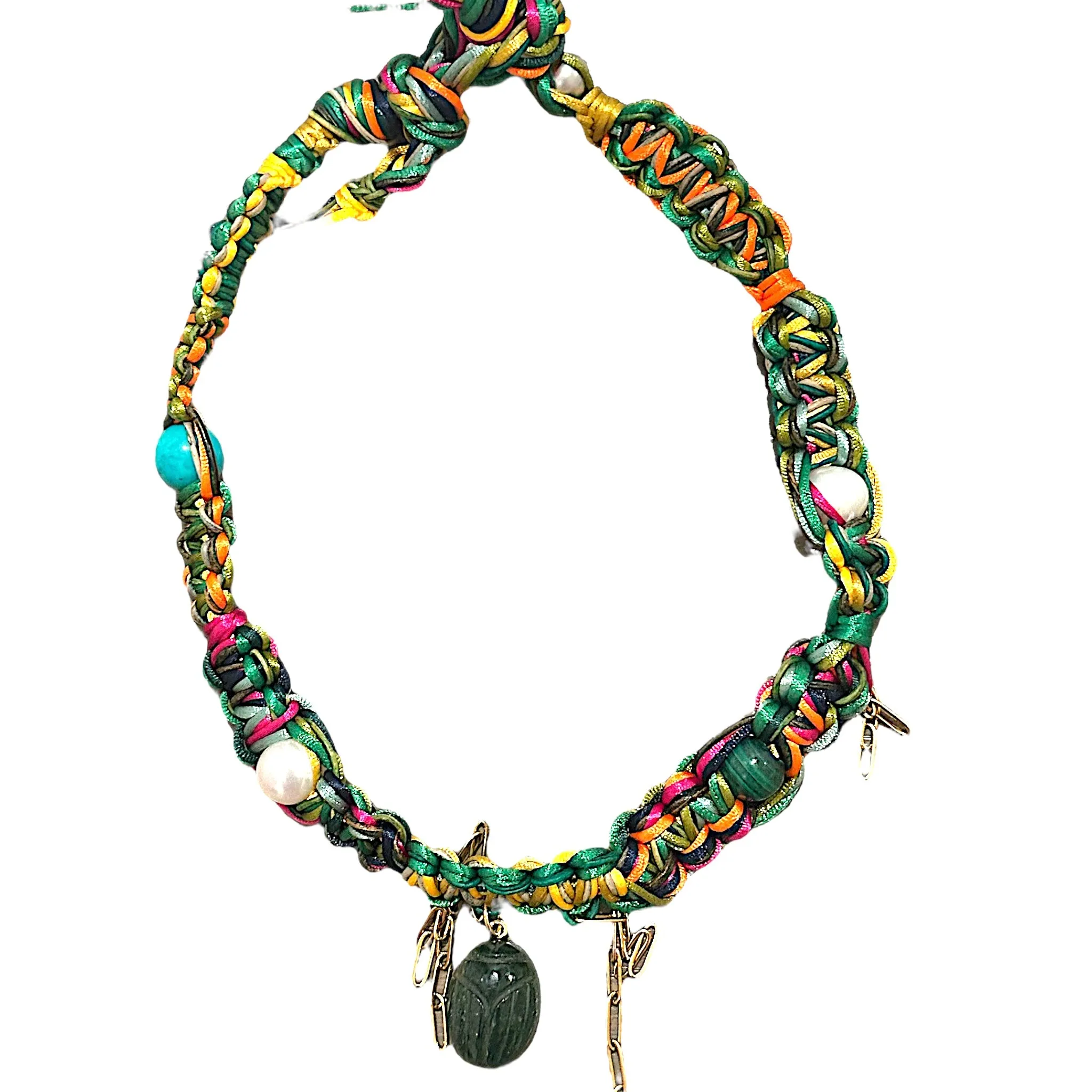 GREEN MALACHITE SCARAB ROCKSTAR CHOKER