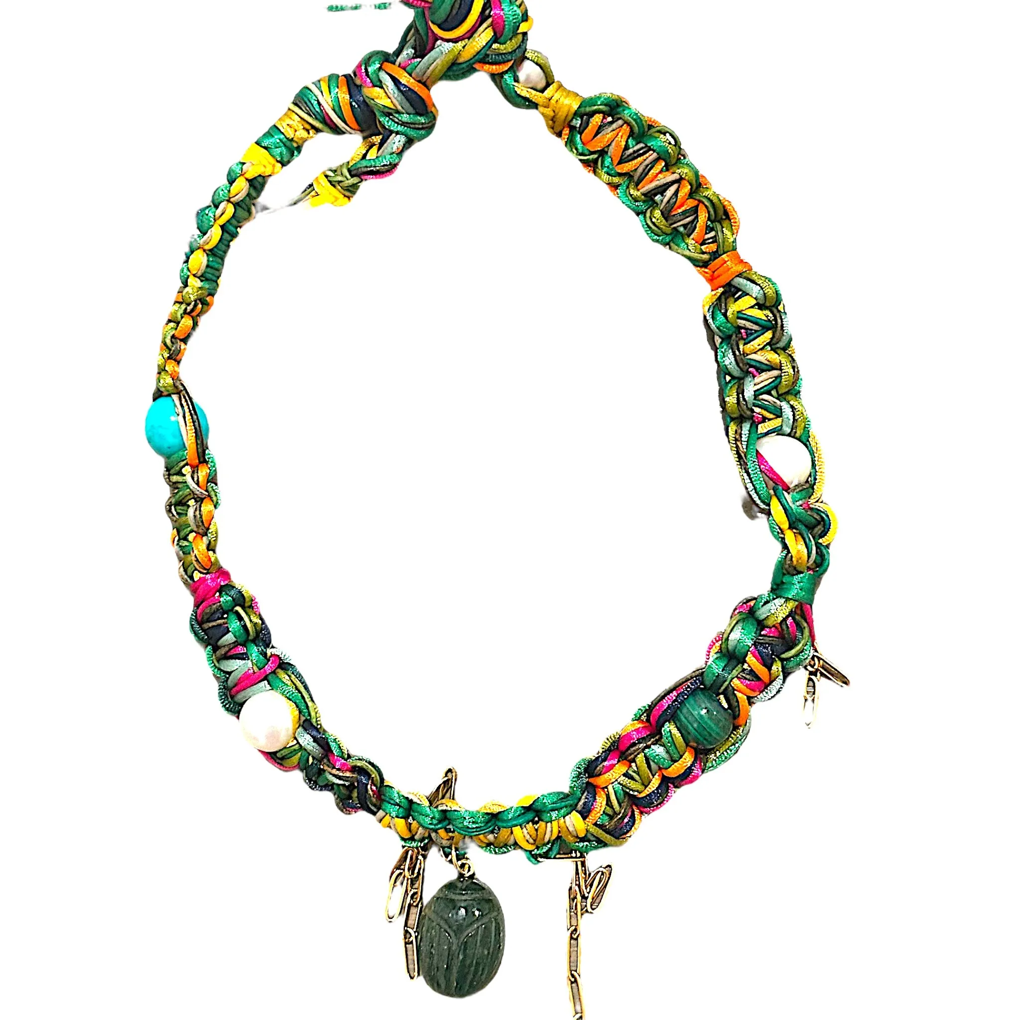 GREEN MALACHITE SCARAB ROCKSTAR CHOKER