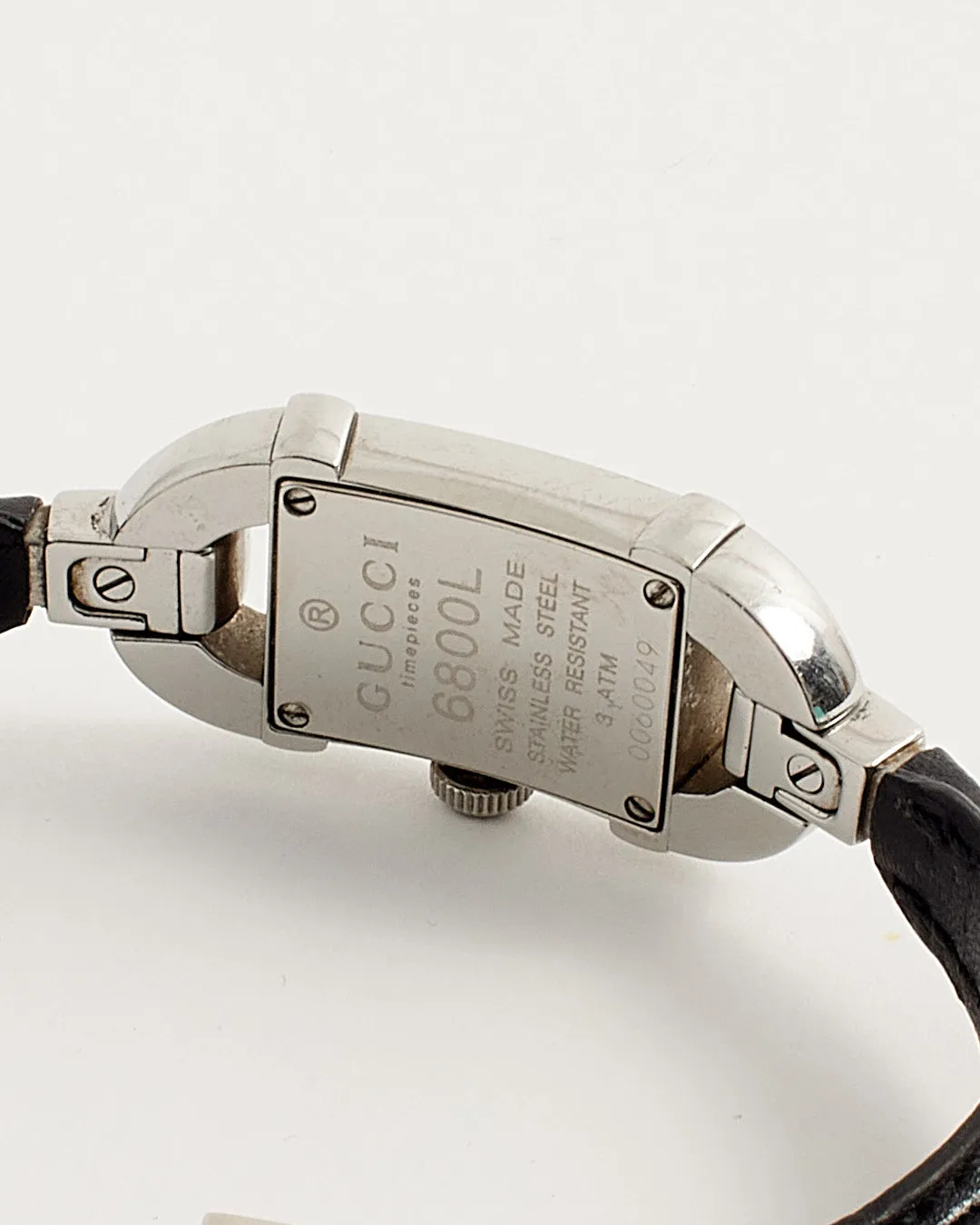 Gucci Stainless Steel / Black Leather 6800L Series 16mm Watch