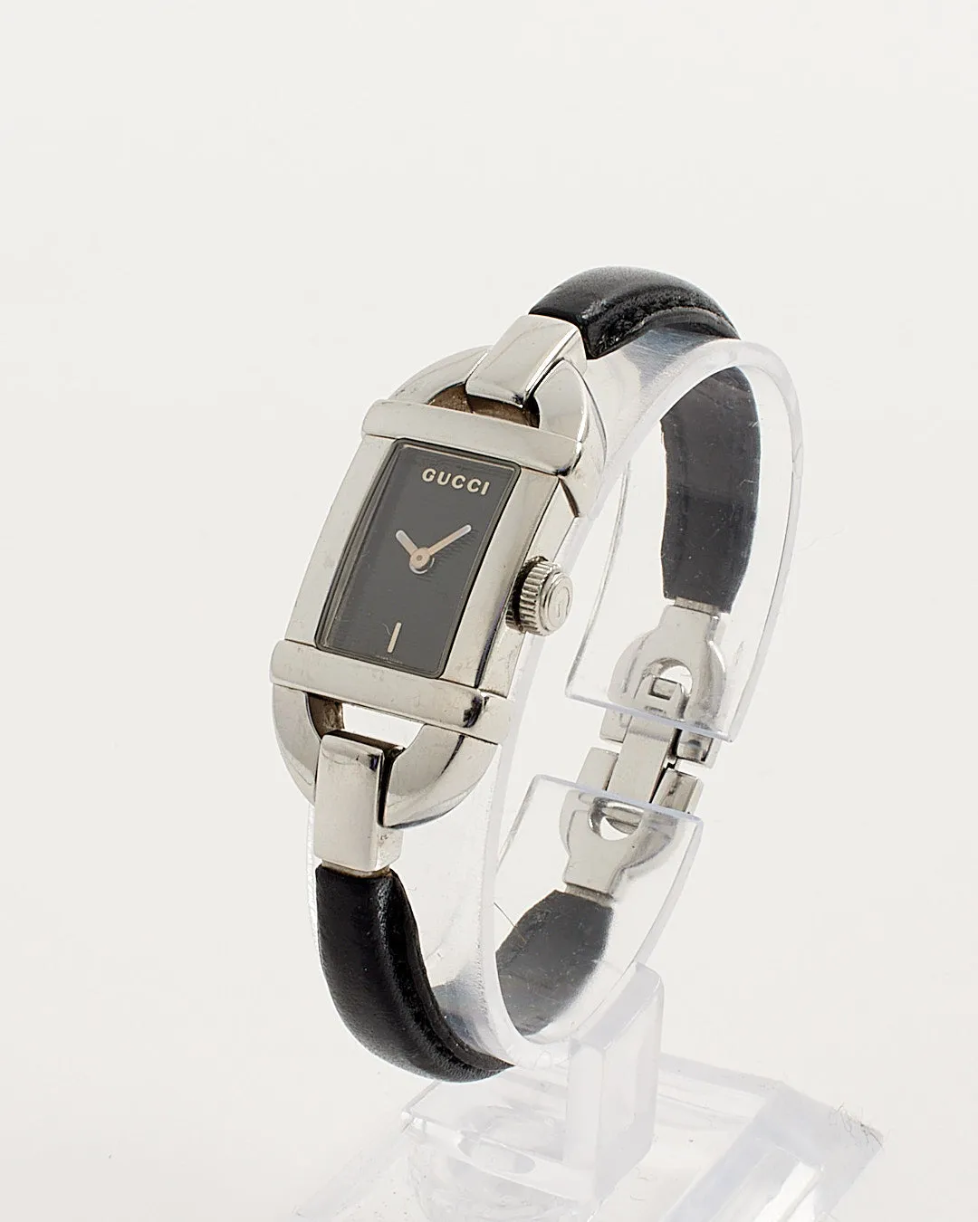 Gucci Stainless Steel / Black Leather 6800L Series 16mm Watch