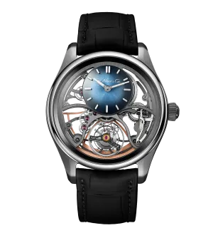 H. Moser & Cie. Pioneer Cylindrical Tourbillon Skeleton, 43mm with Leather Strap