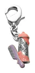 Hair Spray & Comb Charm Dangle
