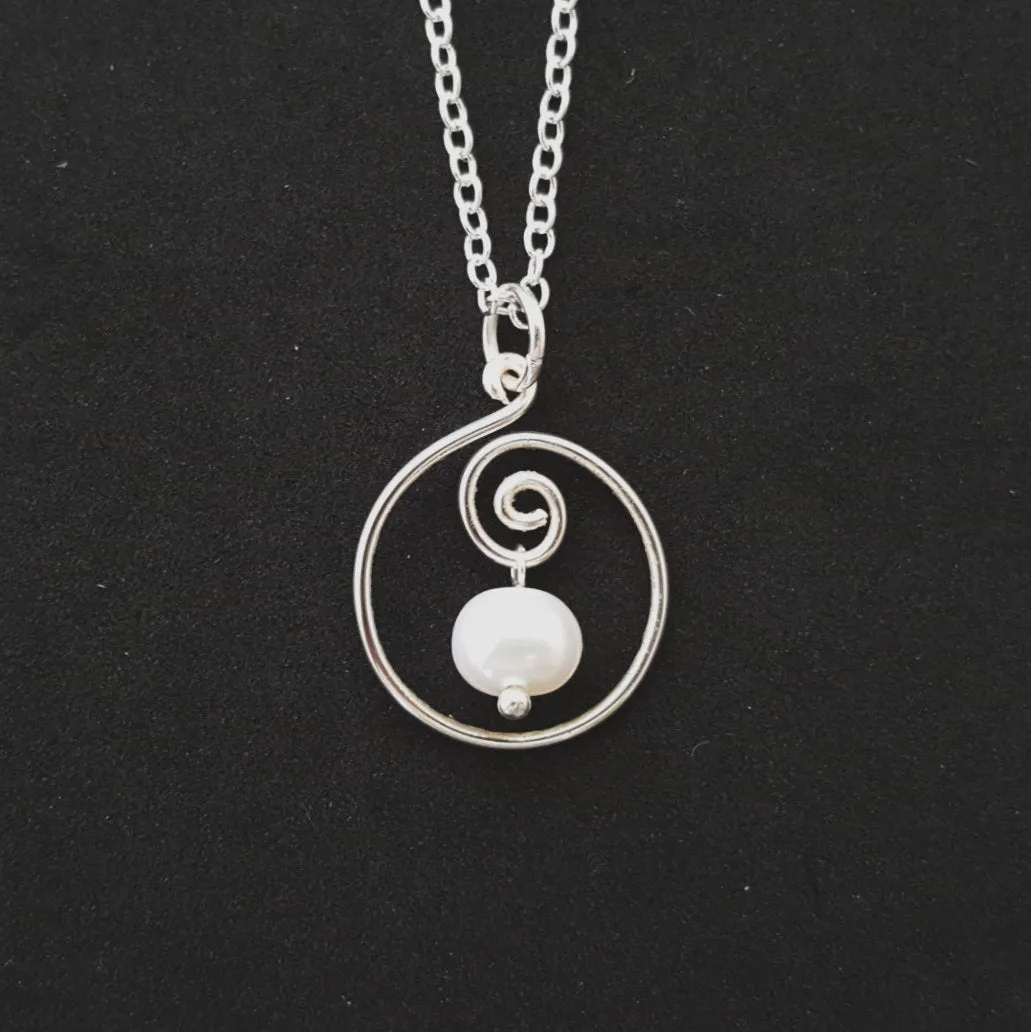 Hawaiian Jewelry Pearl Necklace, Wire Loop Natural Pearl Jewelry For Women, Beach Jewelry Birthday Gift For Women (June Birthstone Jewelry)