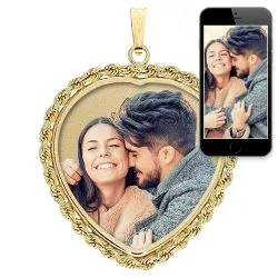 Heart w/ Rope Frame Photo Pendant Jewelry
