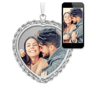 Heart w/ Rope Frame Photo Pendant Jewelry