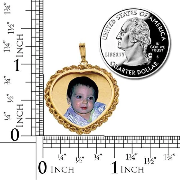 Heart w/ Rope Frame Photo Pendant Jewelry