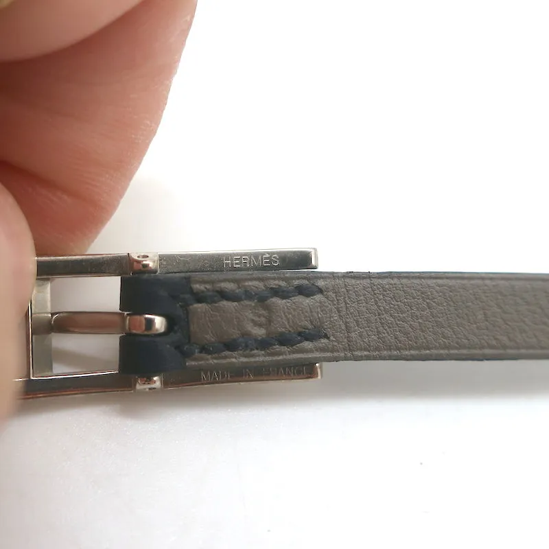 Hermes Behapi Double Tour Reversible Wrap Bracelet Black/Gris Etain Size Small