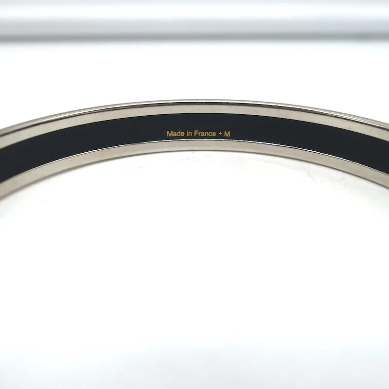 Hermes Capitales Enamel Narrow Bangle Bracelet Gray/Silver Size Medium