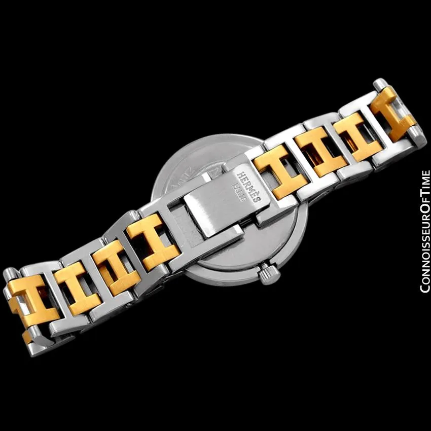 Hermes Midsize Unisex Clipper 2-Tone Quartz Watch - Stainless Steel and 18K Gold Plated