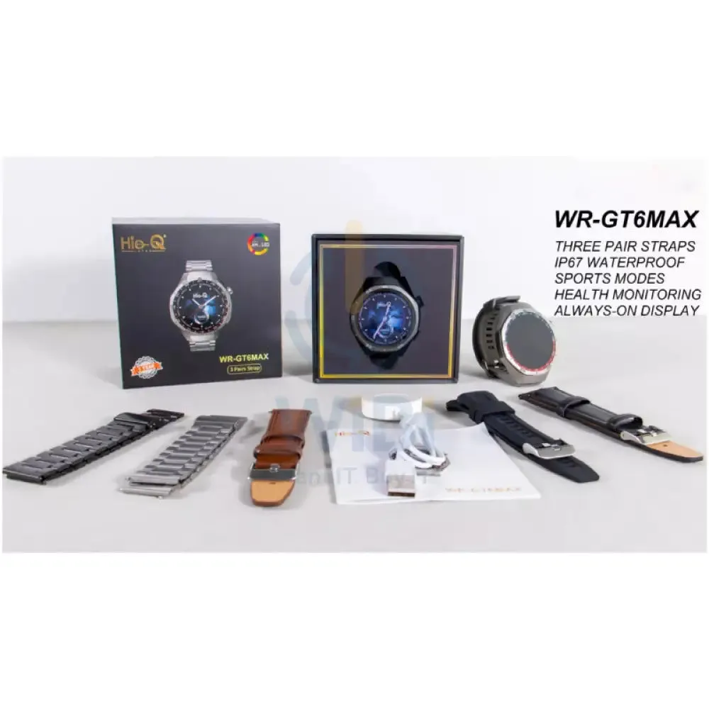 Hie-Q WR-GT6 Max Smart Watch - 3 Pair Straps