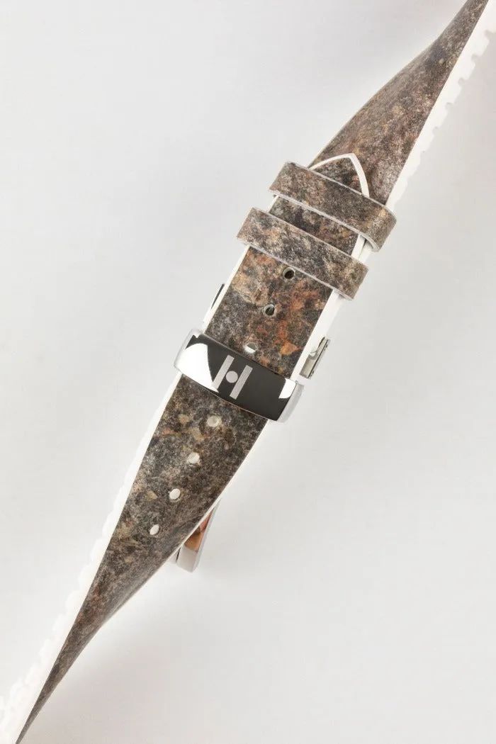 Hirsch STONE Split Shale Rock Effect Performance Watch Strap in Grey/White
