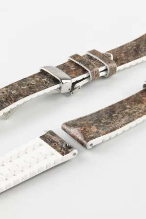 Hirsch STONE Split Shale Rock Effect Performance Watch Strap in Grey/White