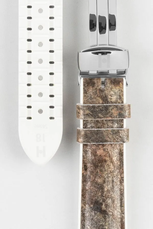 Hirsch STONE Split Shale Rock Effect Performance Watch Strap in Grey/White