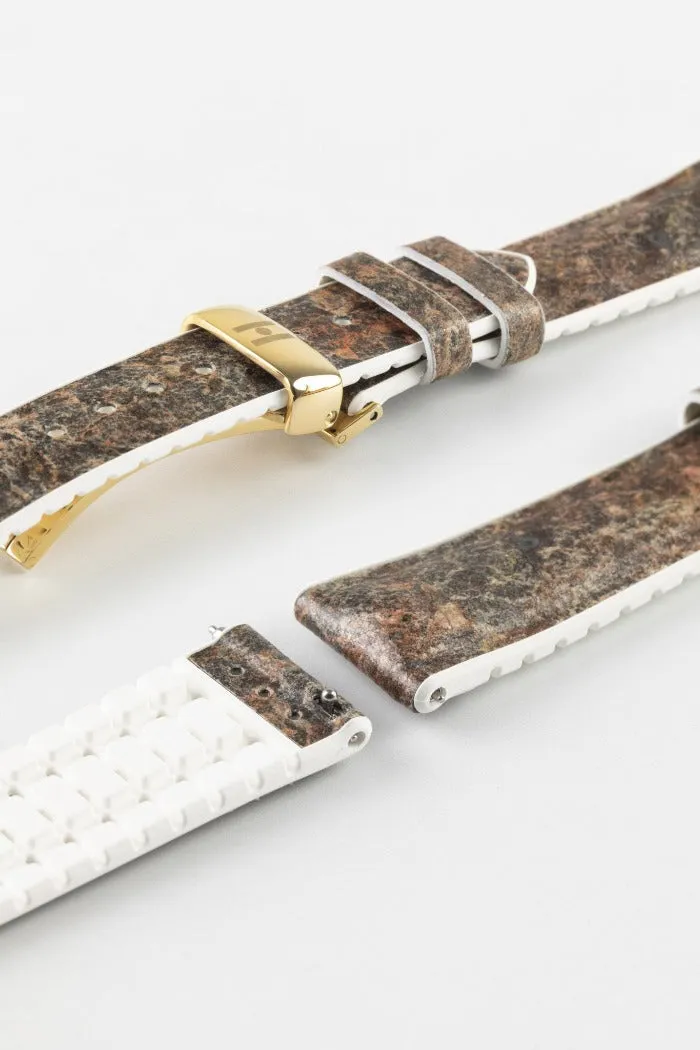 Hirsch STONE Split Shale Rock Effect Performance Watch Strap in Grey/White
