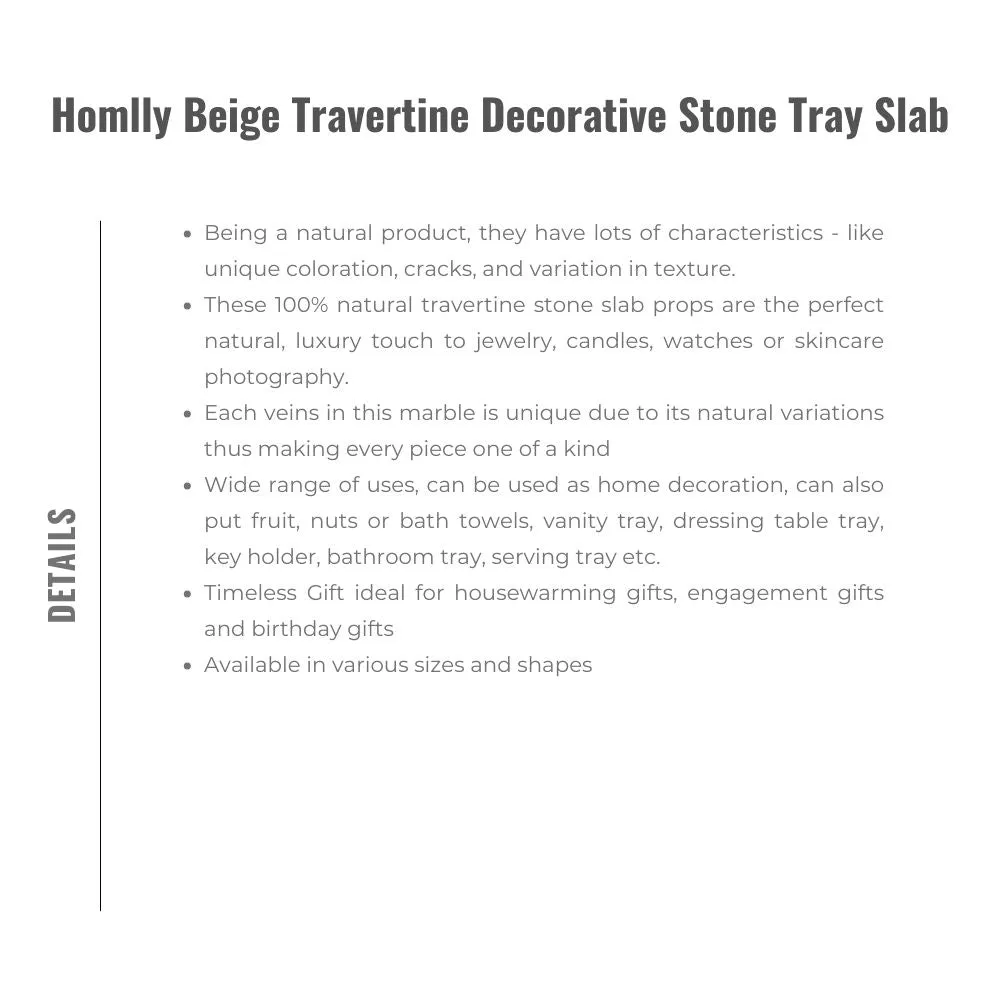 Homlly Beige Travertine Decorative Stone Tray Slab