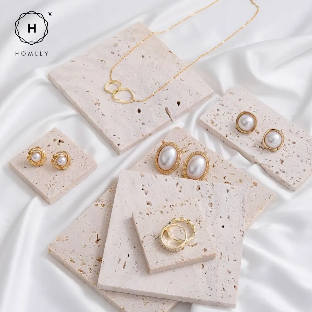Homlly Beige Travertine Decorative Stone Tray Slab