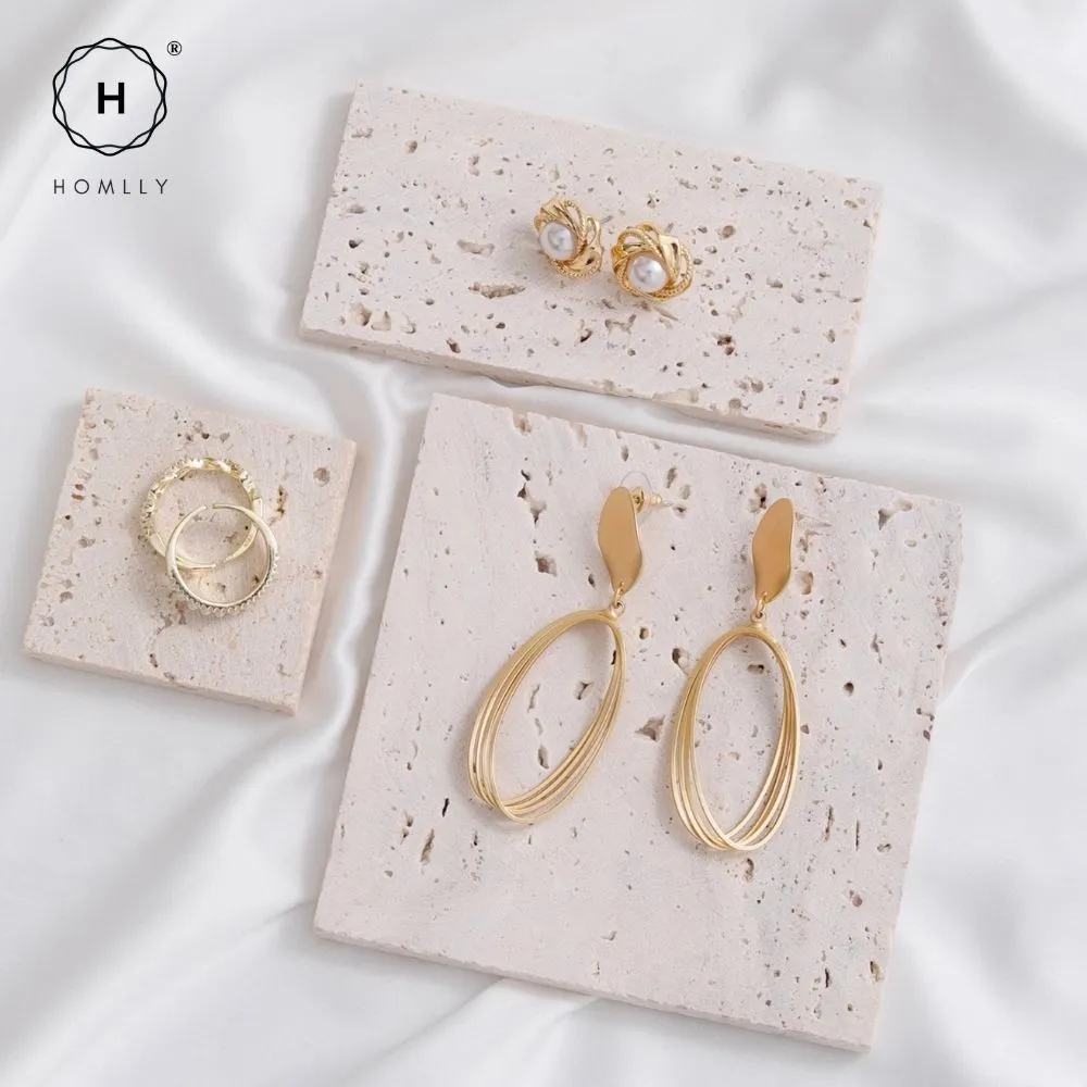 Homlly Beige Travertine Decorative Stone Tray Slab