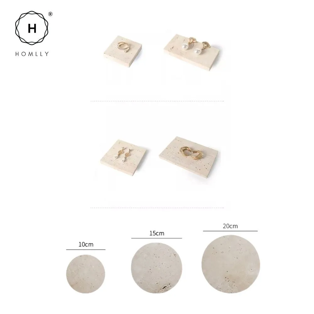 Homlly Beige Travertine Decorative Stone Tray Slab